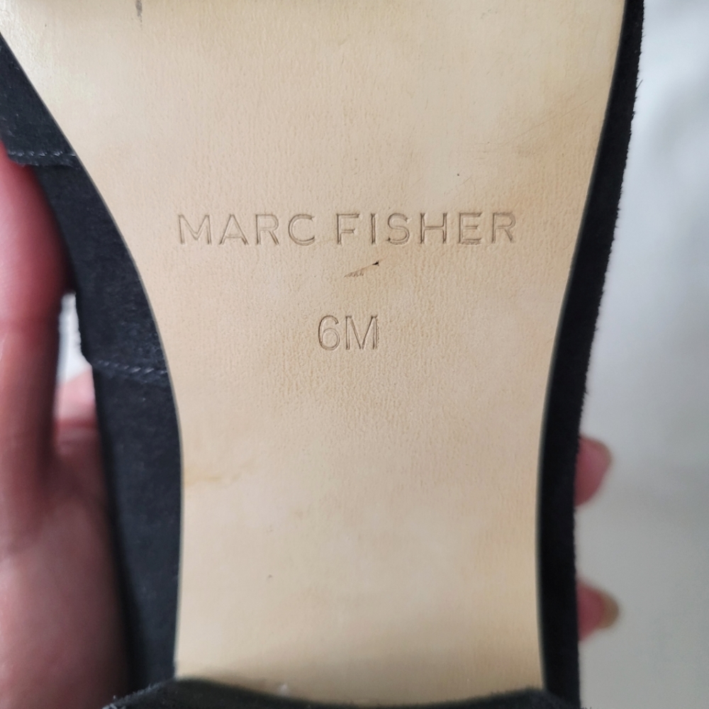 Mark Fisher Black Suede Block Heel & Fringe Loafer size 6 - Picture 7 of 15